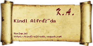 Kindl Alfréda névjegykártya